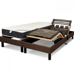 Essenzia Zen Sommier électrique EMOTION MARRON 70x190 Lattes et Plots* Sommier
