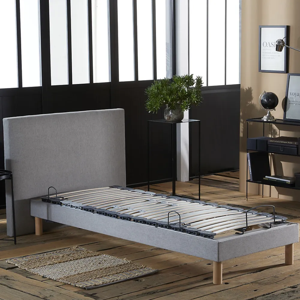 Sommier électrique matelas mémoire formex190gris clair 90x190>Idliterie Outlet