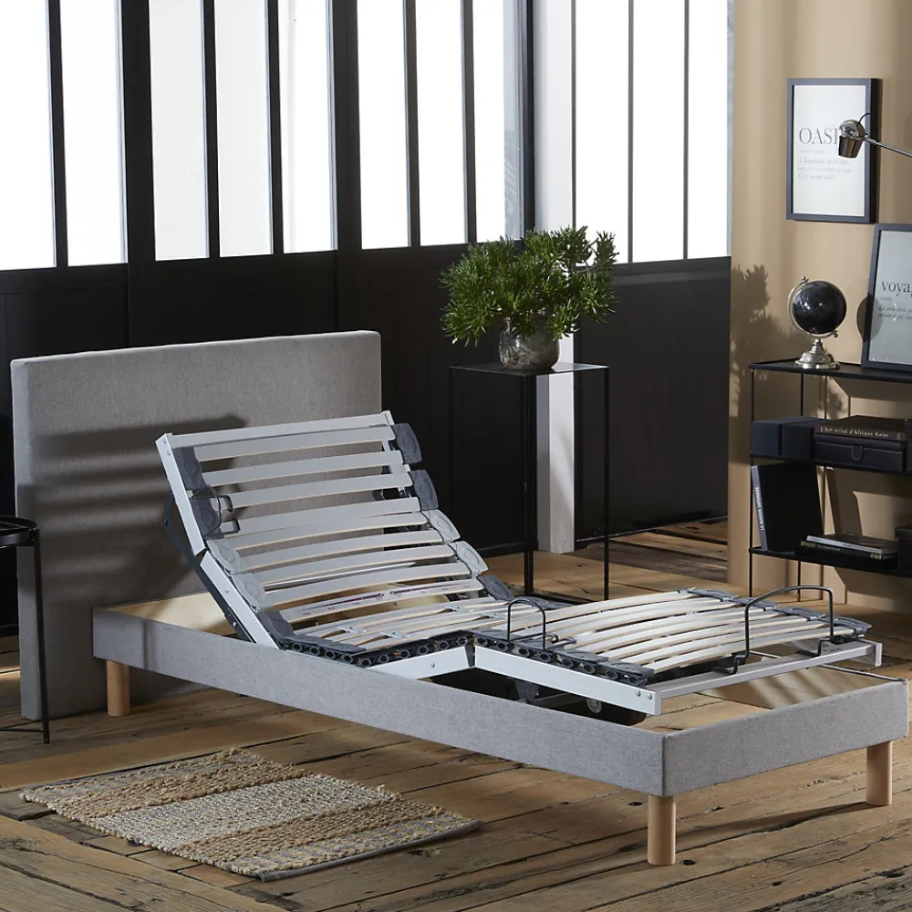 Sommier électrique matelas mémoire formex190gris clair 90x190>Idliterie Outlet