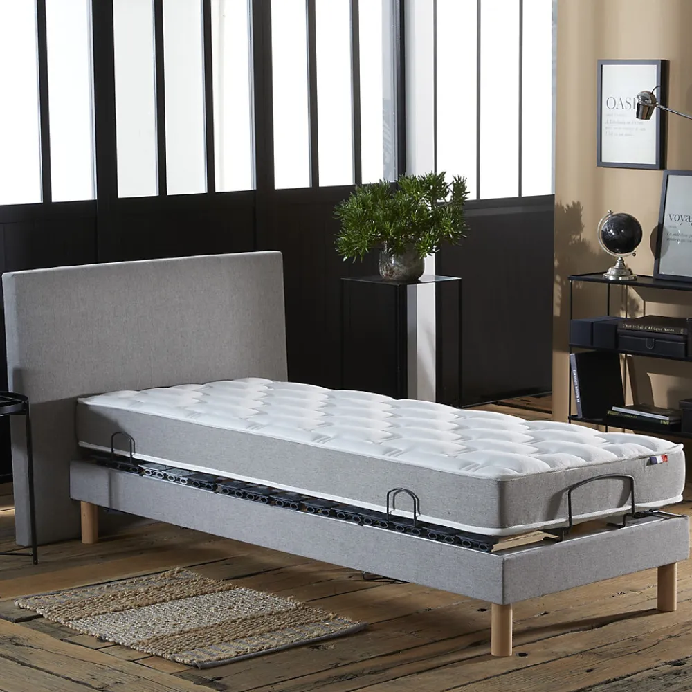 Sommier électrique matelas mémoire formex190gris clair 90x190>Idliterie Outlet