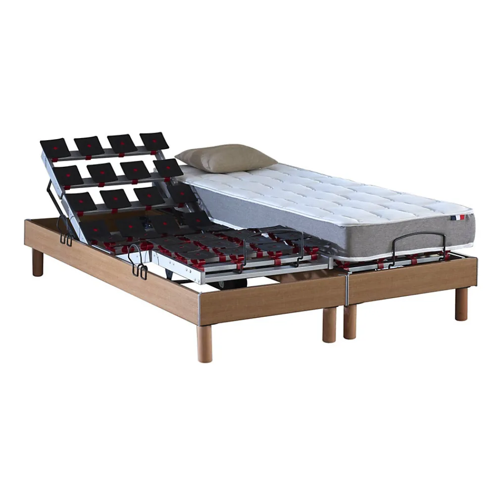 Sommier électrique matelas mousse mémoire forme 2x90 x200>Idliterie Best