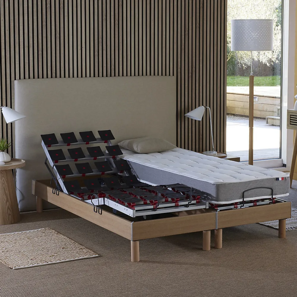 Sommier électrique matelas mousse mémoire forme 2x90 x200>Idliterie Best