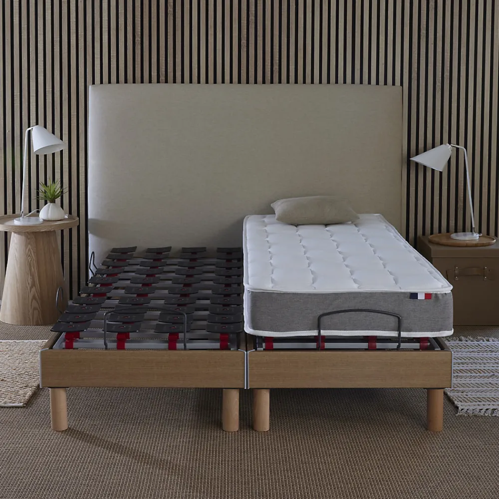 Sommier électrique matelas mousse mémoire forme 2x90 x200>Idliterie Best