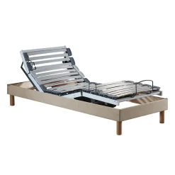 Sommier électrique relaxation lattes lisse beige 70x190>Idliterie New