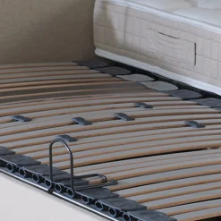Sommier électrique relaxation lattes lisse beige 70x190><noscript><img width=