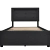Sommier LED 2 Tiroirs 90x200cm Bois Tête Réglable Noir>Blackcolors Discount