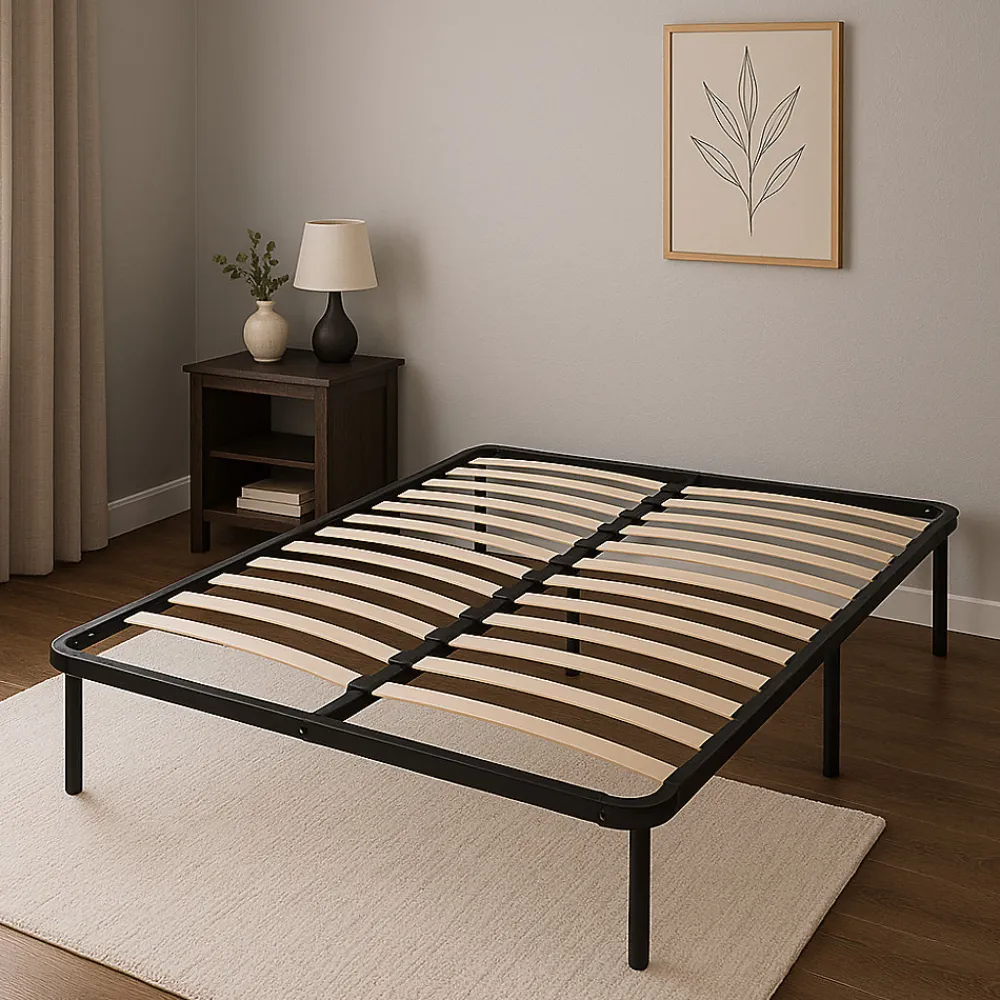 Sommier Metal 200x200 - Cadre à lattes Julie + Pieds 29 cm - Épaisseur Metal 1,2 mm - 14 Lattes en 9 mm - Durabilité>King Of Dreams Outlet