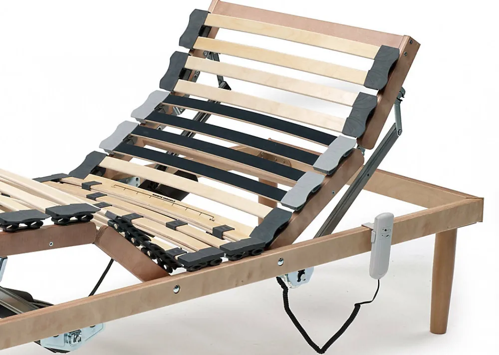 Sommier simple Dbuz, sommier à lattes en bois avec moteur, sommier orthopédique inclinable motorisé, 80x190h 34 cm>Talamo Italia Hot