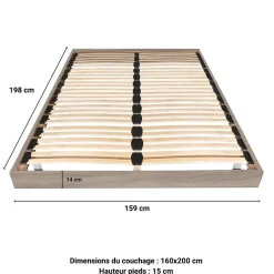 Weber Industries Sommier sur pied SOMKIT 160x200 / Décor Chêne grisé* Sommier