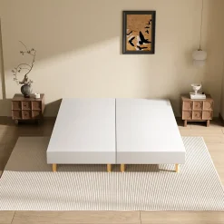 Sommier tapissé 160x200 cm(2x80x200), 12 pieds pour un maintien stable, hauteur 29 cm, housse amovible incluse><noscript><img width=