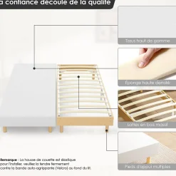 Sommier tapissé 160x200 cm(2x80x200), 12 pieds pour un maintien stable, hauteur 29 cm, housse amovible incluse><noscript><img width=