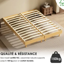 Sommier tapissé 160x200 cm(2x80x200), 12 pieds pour un maintien stable, hauteur 29 cm, housse amovible incluse><noscript><img width=