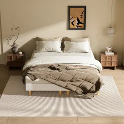 Sommier tapissé 160x200 cm(2x80x200), 12 pieds pour un maintien stable, hauteur 29 cm, housse amovible incluse><noscript><img width=