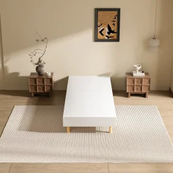 Teeno Sommier Tapissier à Lattes 80x200cm Blanc, 6 pieds* Sommier
