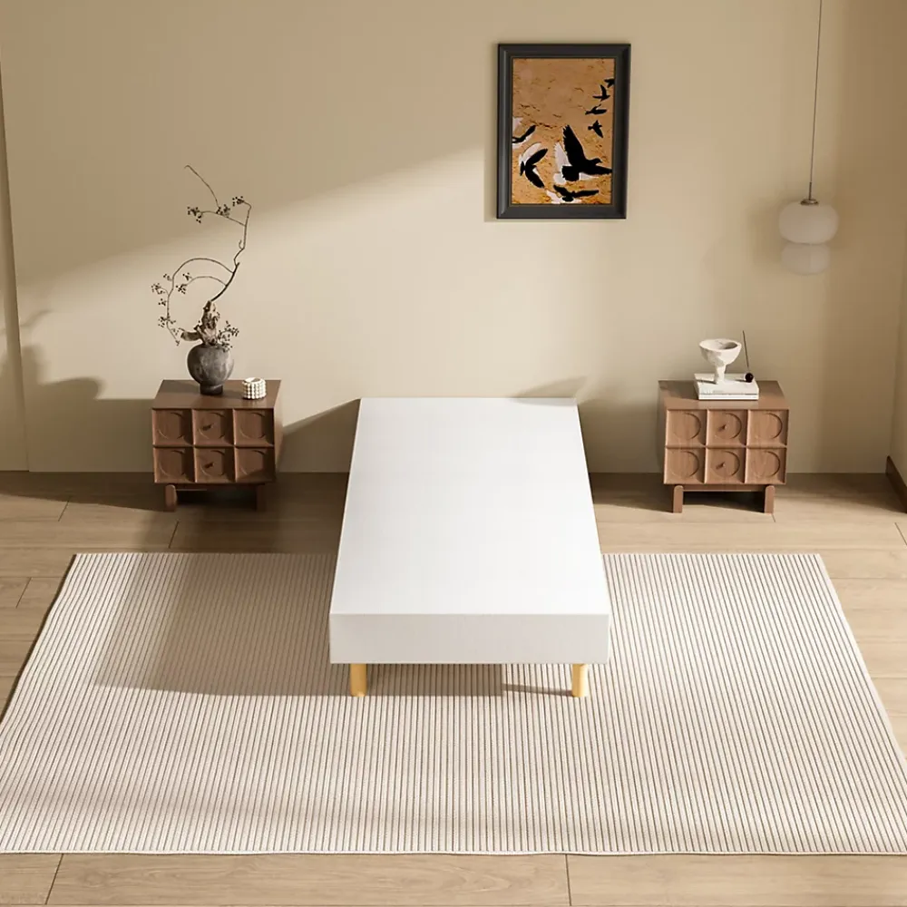 Teeno Sommier Tapissier à Lattes 80x200cm Blanc, 6 pieds* Sommier