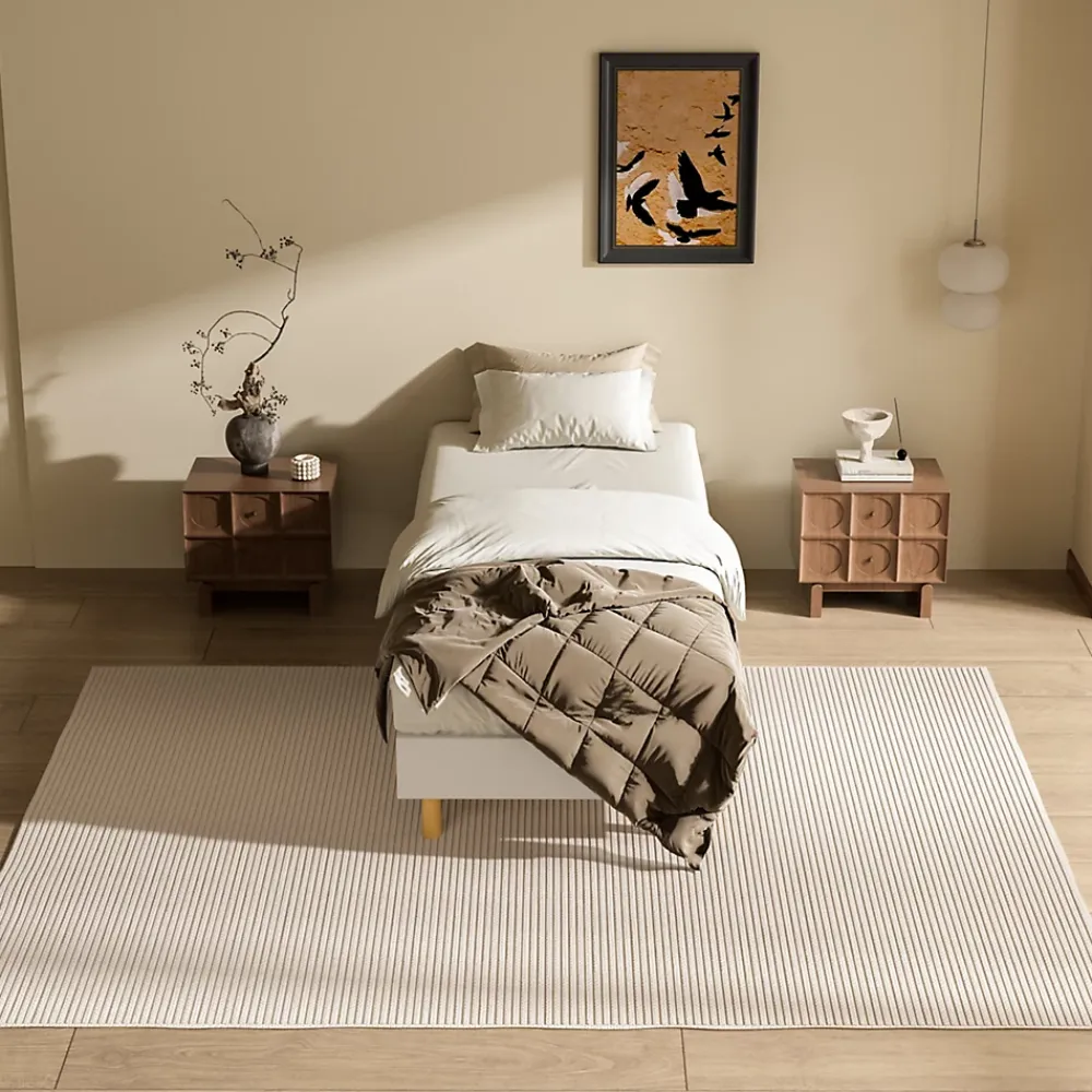 Teeno Sommier Tapissier à Lattes 80x200cm Blanc, 6 pieds* Sommier