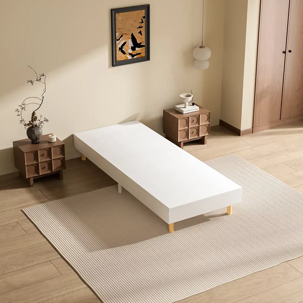 Teeno Sommier Tapissier à Lattes 80x200cm Blanc, 6 pieds* Sommier
