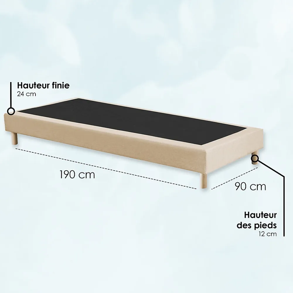 Sommier tapissier à lattes fixes 90x190 beige>Idliterie Best