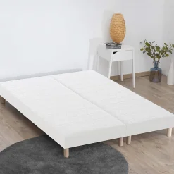 Sommier tapissier à lattes blanc 2x80x200><noscript><img width=