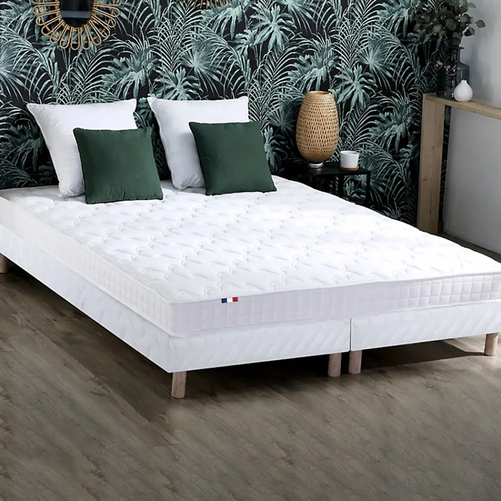 Sommier tapissier à lattes blanc 2x90x200>Idliterie New