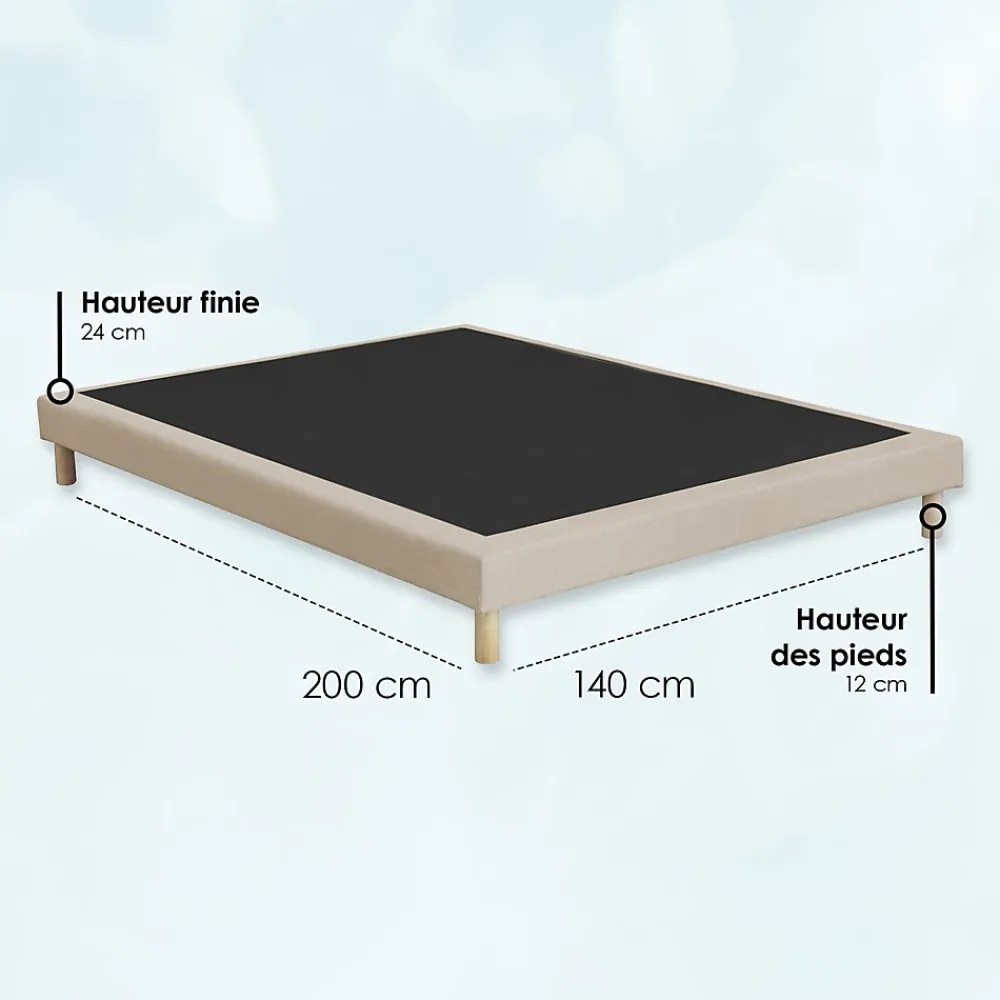 Idliterie Sommier tapissier à lattes fixes 140x200 beige* Sommier