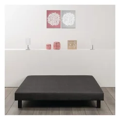 Deko Dream Sommier tapissier a lattes 160 x 200 - Bois massif gris anthracite + pieds - FINLANDEK Rakenne* Sommier