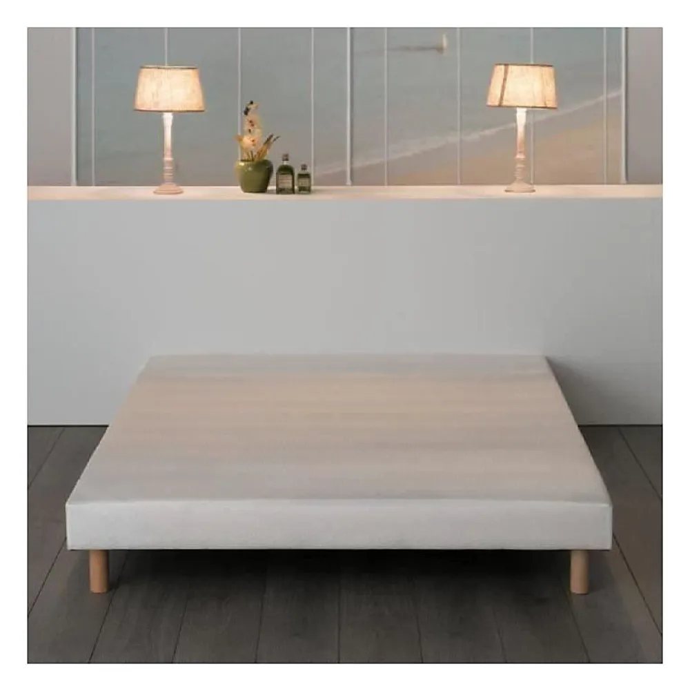 Sommier tapissier a lattes 160 x 200 - Bois massif blanc + pieds - FINLANDEK Rakenne>Deko Dream Outlet