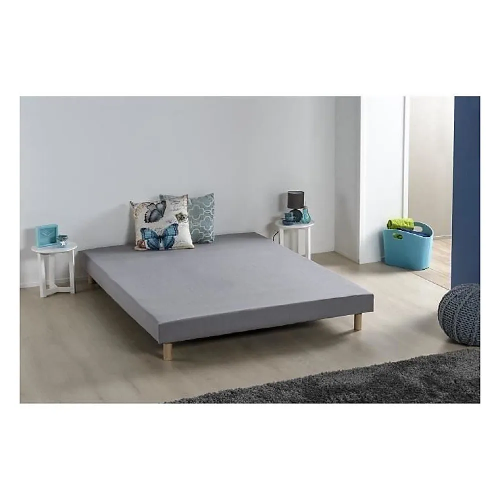Sommier tapissier a lattes 140 x 190 - Bois massif gris + pieds - FINLANDEK Rakenne>Deko Dream Online
