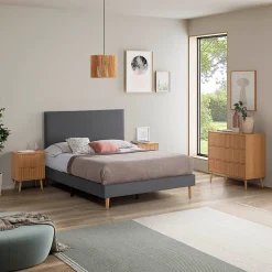 Vs Venta-Stock Sommier tapissier Aura + tête de lit 140x190 cm Gris Foncé, hauteur 30 cm* Sommier
