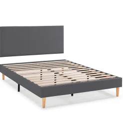 Vs Venta-Stock Sommier tapissier Aura + tête de lit 140x190 cm Gris Foncé, hauteur 30 cm* Sommier