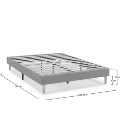 Sommier tapissier Aura 150x190 cm Gris clair, Hauteur 30 cm><noscript><img width=