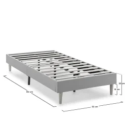 Sommier tapissier Aura 90x190 cm Gris clair, Hauteur 30 cm><noscript><img width=