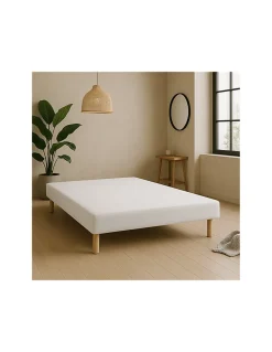 SOMMIER TAPISSIER BLANC 140x200 cm FABRICATION FRANÇAISE ARTISANALE PIEDS OFFERTS HAUTEUR avec PIEDS 27 cm>By Sommiflex. Outlet