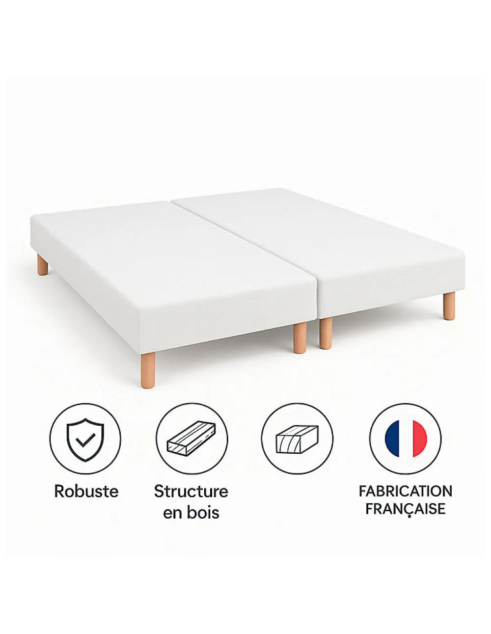 SOMMIER TAPISSIER blanc 90x200x2 (180x200) avec PIEDS offerts FABRICATION FRANÇ>By Sommiflex. Outlet