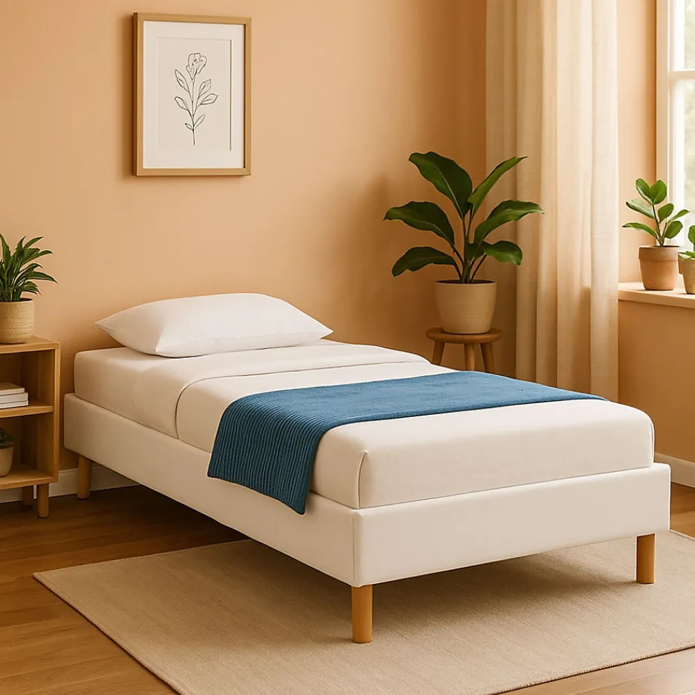 Sommier tapissier blanc 100x200 avec pieds 20 cm - 13 lattes - montage rapide - confort optimal - usage quotidien>King Of Dreams Outlet
