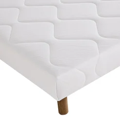 Sommier tapissier bois massif blanc avec pieds (140x190 cm - Blanc)><noscript><img width=