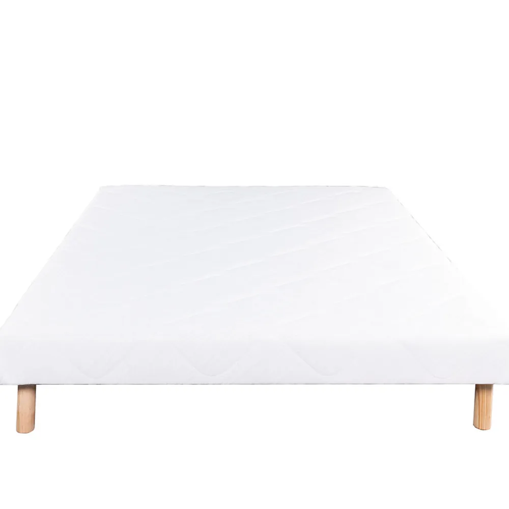 Sommier tapissier bois massif blanc avec pieds (140x190 cm - Blanc)>Home Maison