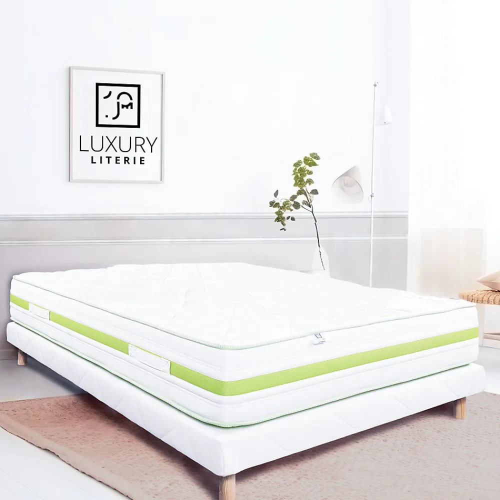 Sommier tapissier bois massif blanc avec pieds (140x190 cm - Blanc)>Home Maison