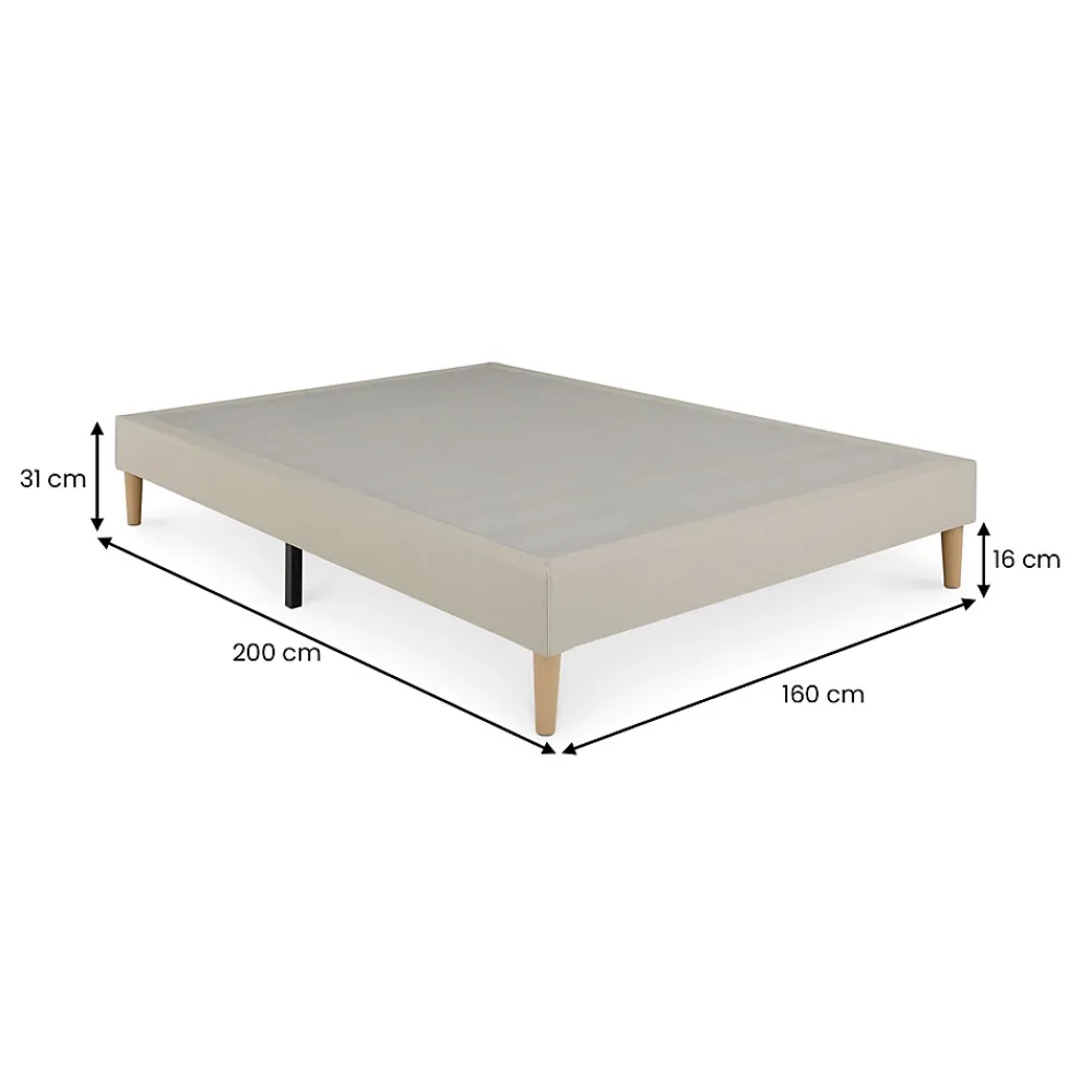 Idimex Sommier tapissier BREST 160 x 200 cm revêtement tissu - Beige* Sommier