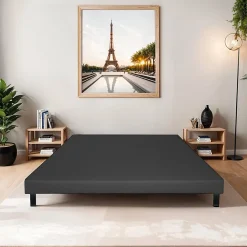 Bellecour Sommier tapissier Capucine 90x190 cm Epaisseur 13 cm Gris anthracite (pieds non inclus)* Sommier