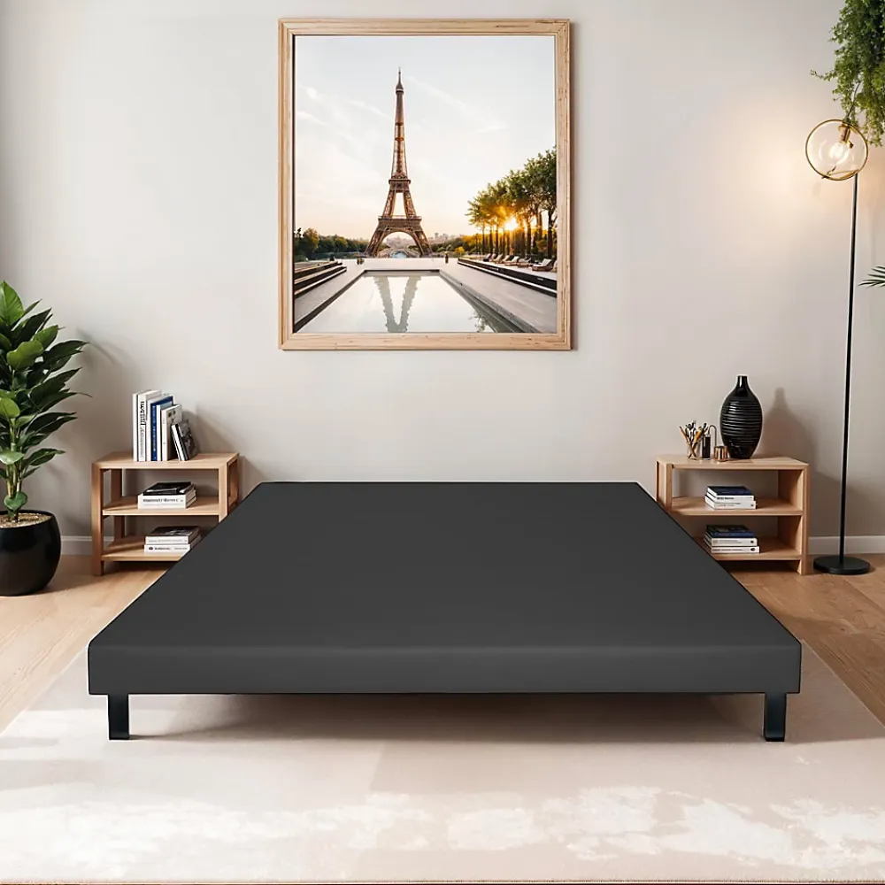 Bellecour Sommier tapissier Capucine 160x200 cm Epaisseur 13 cm Gris anthracite (pieds non inclus)* Sommier