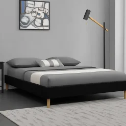 Nuits D'Or Sommier Tapissier Gregory - 160x200 cm - Compatible avec Matelas - 2 x 13 Lattes - Montage Rapide - Design Chic Noir -* Sommier