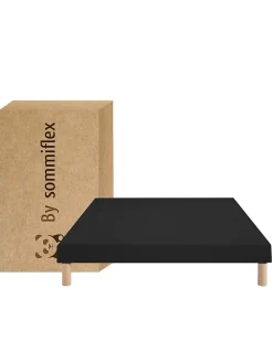 By Sommiflex. SOMMIER TAPISSIER NOIR 130x190 cm FABRICATION FRANÇAISE ARTISANALE PIEDS OFFER* Sommier