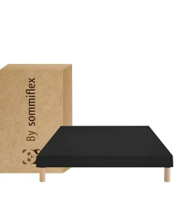 SOMMIER TAPISSIER NOIR 140x200 cm FABRICATION FRANÇAISE ARTISANALE PIEDS OFFERTS HAUTEUR avec PIEDS 27 cm><noscript><img width=