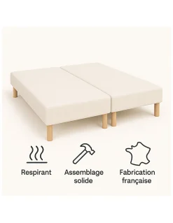 SOMMIER TAPISSIER NOIR 70x200x2 (140x200) FABRICATION FRANÇAISE ARTISANALE PIEDS OFFERTS HAUTEUR avec PIEDS 27 cm><noscript><img width=