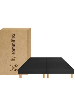 SOMMIER TAPISSIER NOIR 80x200x2 (160x200) FABRICATION FRANÇAISE ARTISANALE PIEDS OFFERTS HAUTEUR avec PIEDS 27 cm><noscript><img width=