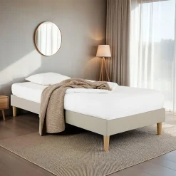Idimex Sommier tapissier PAIMPOL 90 x 190 cm revêtement tissu - Beige* Sommier