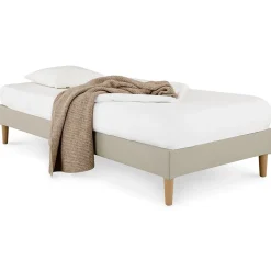 Idimex Sommier tapissier PAIMPOL 90 x 190 cm revêtement tissu - Beige* Sommier