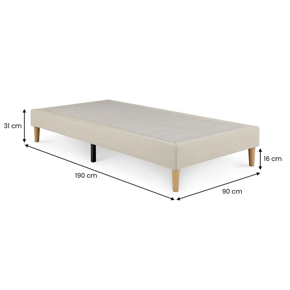 Idimex Sommier tapissier PAIMPOL 90 x 190 cm revêtement tissu - Beige* Sommier