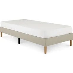 Idimex Sommier tapissier PAIMPOL 90 x 190 cm revêtement tissu - Beige* Sommier